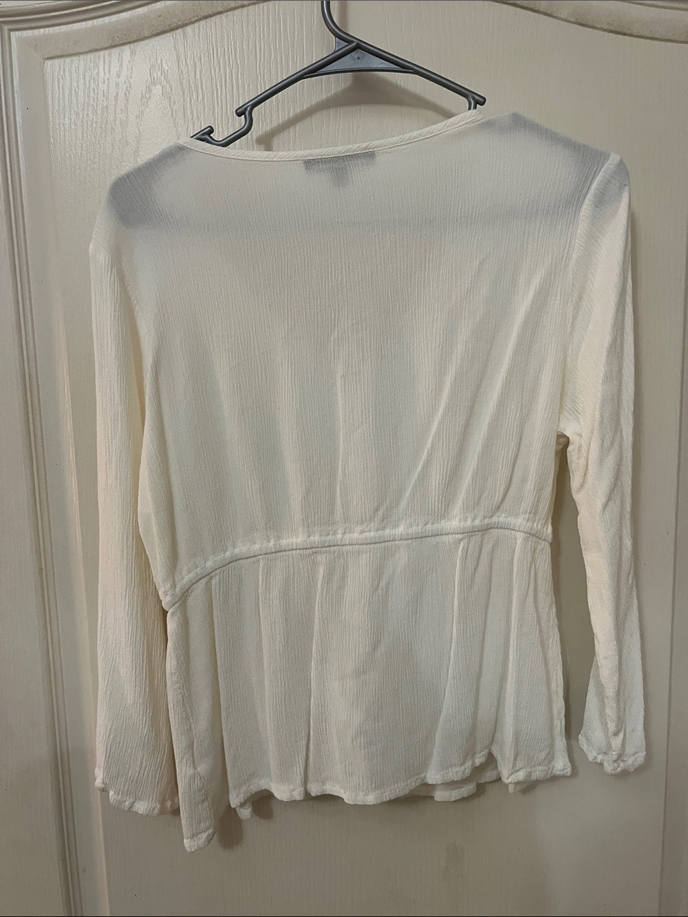 FRYE Cream Button-Front Peplum Blouse - Picture 5 of 5